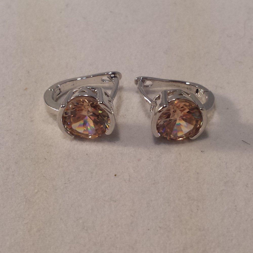 18K White Gold Filled Morganite Diamond Zircon Dangle Earrings 2.04ctw each Gift